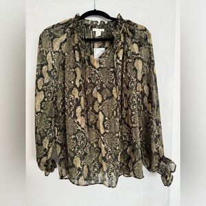 H&M Snakeskin ruffle blouse - size 6, never worn, with original tags
